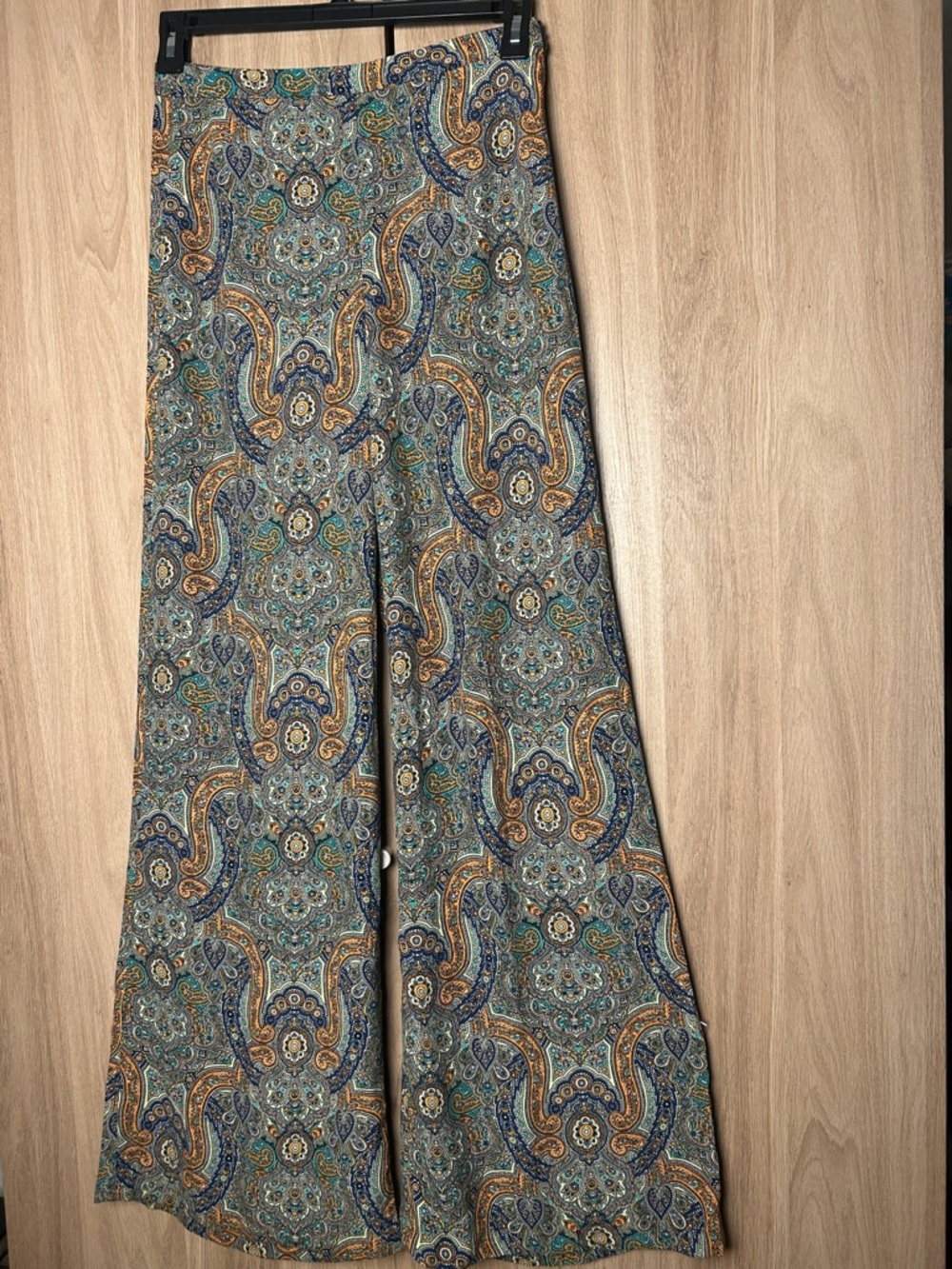 Zara High Rise Wide Leg Pants Womens Paisley Floral Zip On The Side Size S